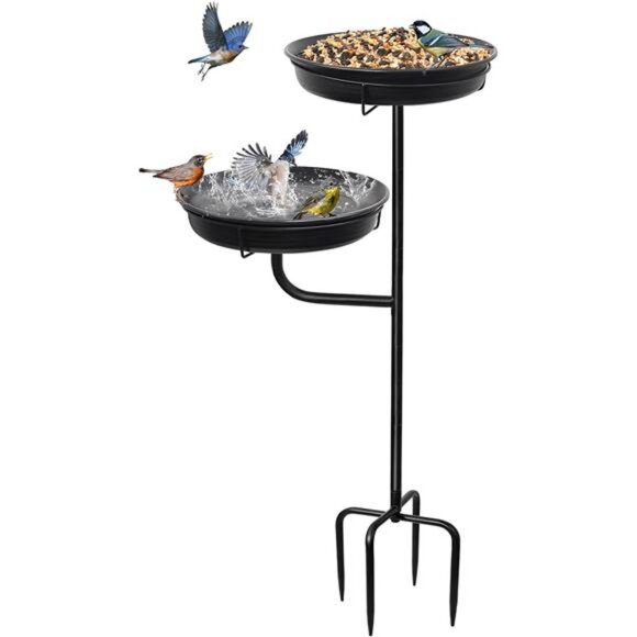Freestanding Birdbaths Bowl Outdoor, Standing Garden Bird Bath Bird Feeder - Picture 1 of 7